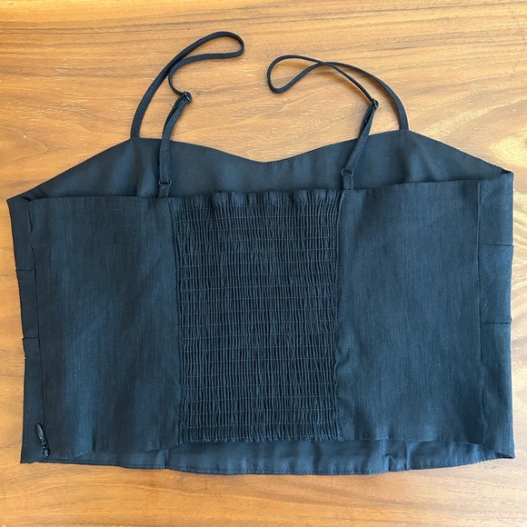 Jason Wu linen blend cut out crop top | large | black - Picture 5 of 6